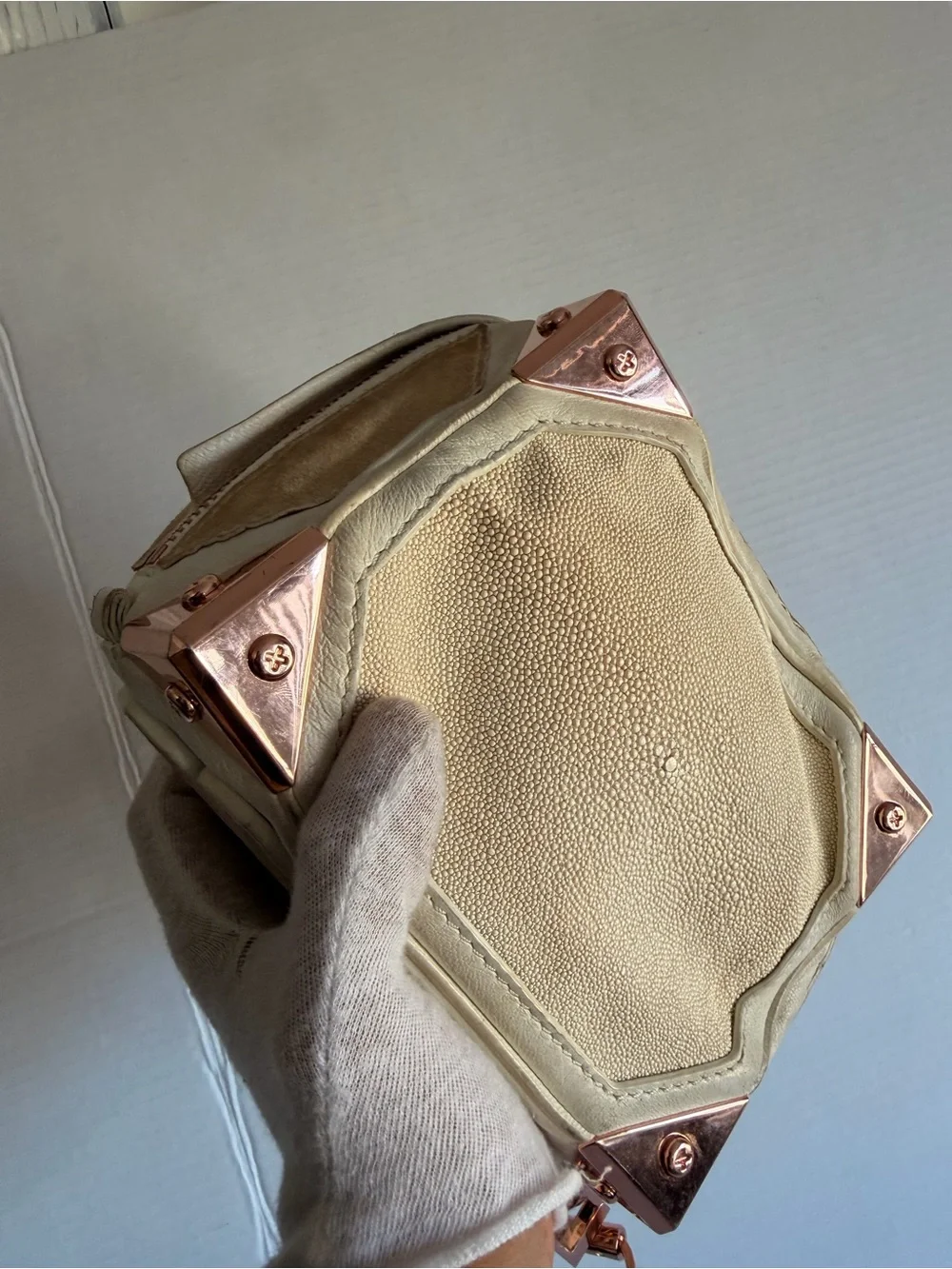 Alexander Wang Cream boxy Clutch with Rose Gold Corner Hardware(hard to find)